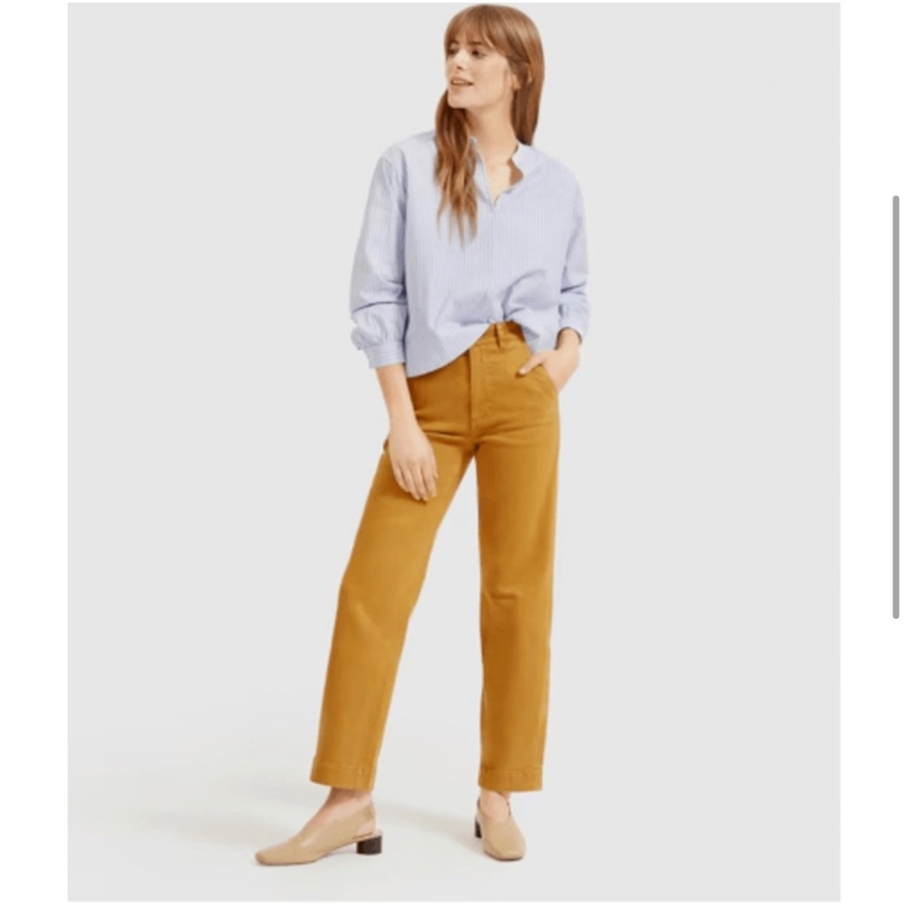 Everlane Straight Leg Cropped Khaki Trousers Golden Brown Fall Size 8